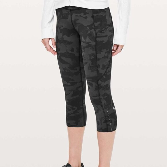 Lululemon Fast & Free Crop II *Nulux 19" - 4 Incognito Camo Multi Grey - Picture 1 of 6